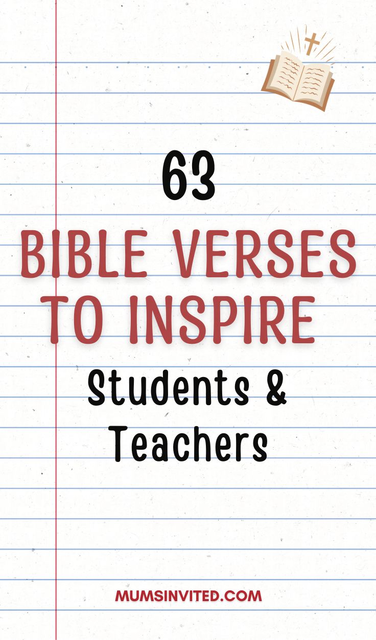 a notebook with the title 63 bible verses to inspire students and teachers on it