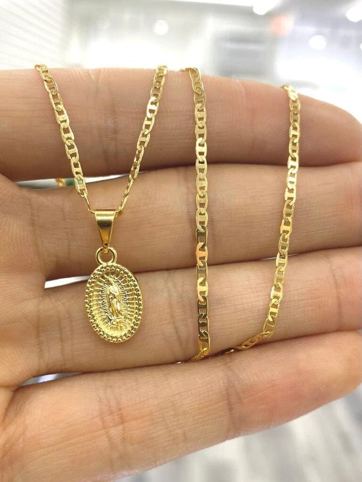 Virgen de Guadalupe Necklace for Womens Baby Kids Girls Boys Mariner Chain Catholic Necklace Gold, Gold Mexican Jewelry, Mexican Jewelry Gold, Mexican Necklaces, Virgencita Necklace, Lady Of Guadalupe Necklace, Guadalupe Necklace, Mexican Necklace, Cross Necklace Women