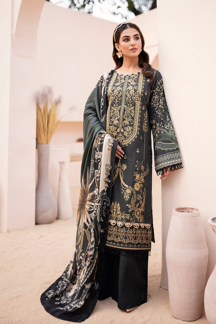 Ramsha J-108 Riwaj Winter Collection Unstitched Cotton Digital Prints For Eid, Unstitched Digital Prints For Eid, Cotton Unstitched Suit With Digital Print For Eid, Green Cambric Unstitched Suit With Digital Print, Patterned Lawn Suit With Dabka Embroidery, Eid Patterned Dupatta With Digital Print, Eid Patterned Digital Print Dupatta, Eid Festival Patterned Dupatta With Digital Print, Unstitched Festive Digital Prints With Dabka Details