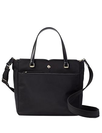 9"h x 10.5"w x 5"dhandle drop: 6"drop: 22"nylontwo way spade jacquard liningsatchel with zip closuredual interior slide pocketsexterior zip pocketstyle # wkru6512Color: Black Luxury Kate Spade Business Bag, Luxury Kate Spade Nylon Bags, Luxury Kate Spade Travel Bag, Luxury Modern Kate Spade Satchel, Luxury Kate Spade Bag, Luxury Elegant Kate Spade Satchel, Luxury Kate Spade Satchel, Luxury Classic Kate Spade Satchel, Kate Spade Classic Luxury Satchel