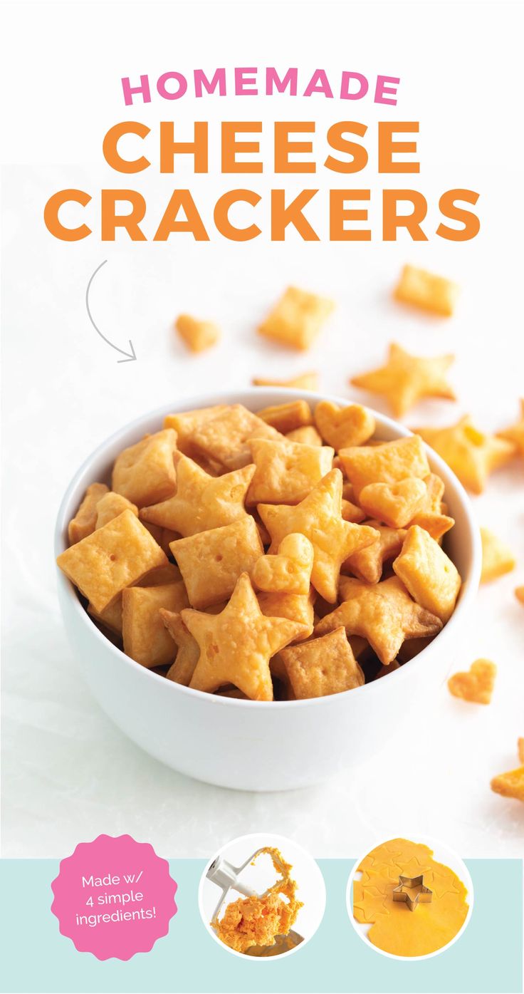 homemade cheese crackers in a white bowl