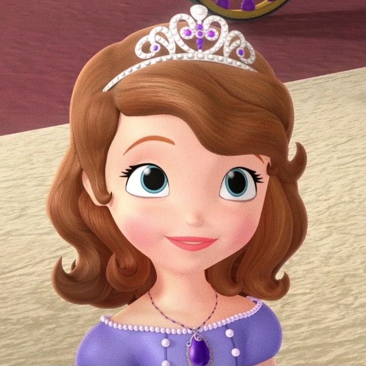 the princess is wearing a tiara with pearls on it's head and blue eyes