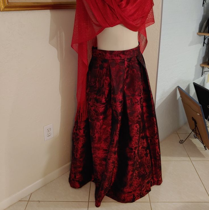 Red And Black Maxi Broche Skirt Maxi Skirt Spring, Beach Maxi Skirt, Long Wrap Skirt, Color Block Skirt, Maxi Lace Skirt, White Maxi Skirts, Evening Skirts, Knit Maxi Skirt, High Waisted Maxi Skirt