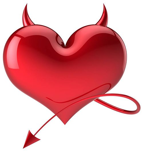 a red heart with horns and an arrow