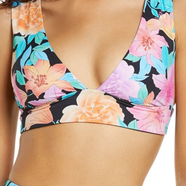 Create Endless Beach Looks With This Reversible Bikini Top Fashioned With A V-Neck, Supportive Underbust Band And Tropical Floral Pattern. 78% Recycled Nylon, 22% Elastane Machine Wash, Dry Flat Imported Women's Clothing Nwt Tropical Triangle Top Tankini For Poolside, Tropical Tankini With Triangle Top For Poolside, Pink V-neck Swimwear With Built-in Bra, Summer Low-cut Swimwear With Built-in Bra, Pink V-neck Tankini For Swimming, Multicolor Triangle Top Swimwear For Surfing, Pink V-neck Swimwear For Beach, Pink V-neck Swimwear For Vacation, Pink V-neck Beachy Swimwear