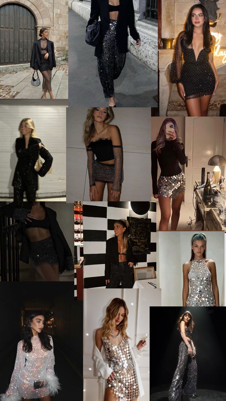 many different pictures of women in sequin outfits