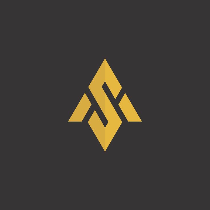 the letter s is made up of two overlapping shapes, one in gold and the other in black