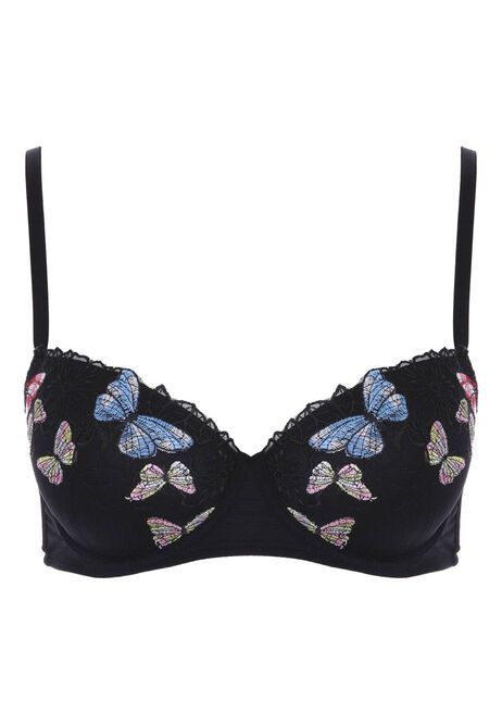 Womens Black Butterfly Embroidered Bra Butterfly Bra, Embroidered Bra, Louise Redknapp, Black Butterfly, Lingerie Collection, Blue Butterfly, Make A Wish, Butterfly Print, Latest Trends