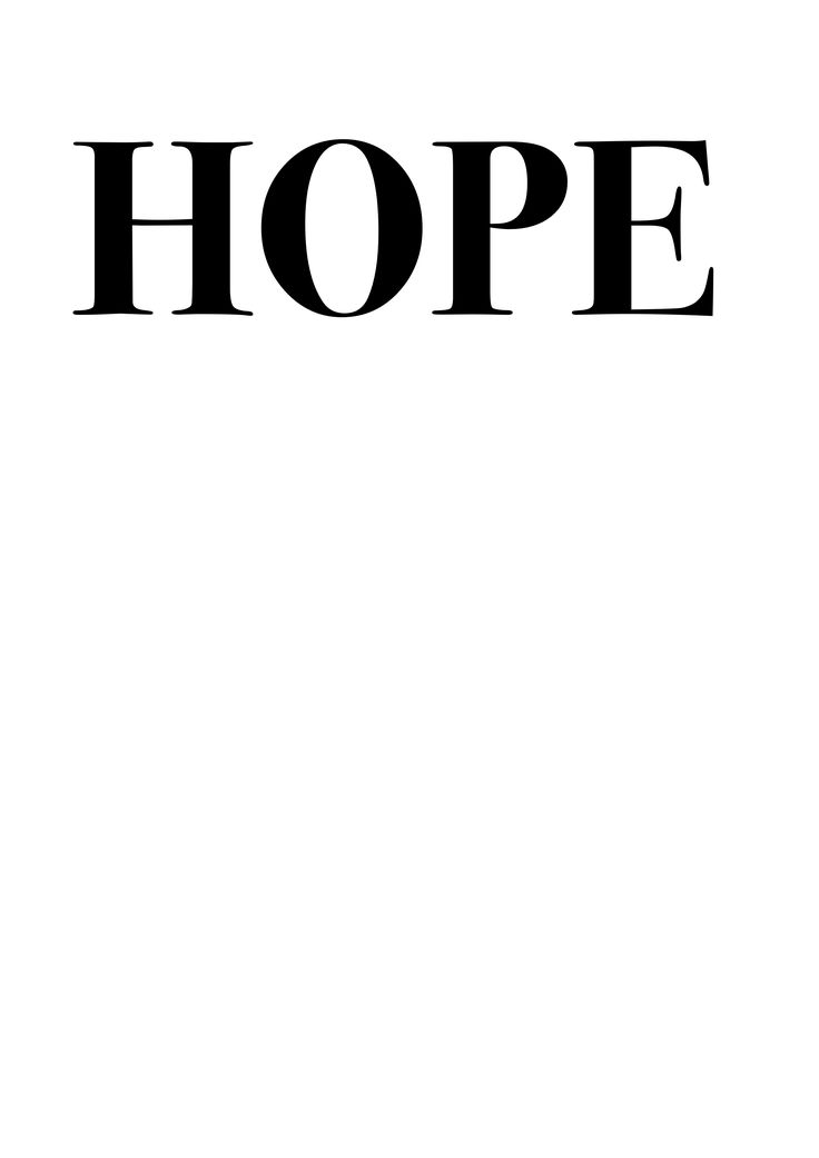 the word hope written in black on a white background