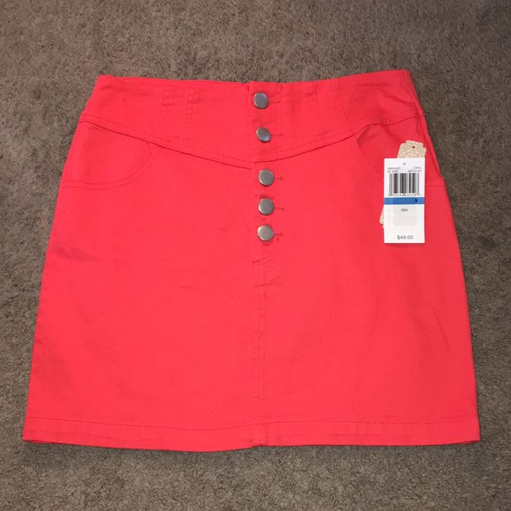 Nwt Gianni Bini Coral Denim Button Fly Mini Skirt Size 9 Really Cute Gb Mini Skirt Tag Says Coral But I Think It Is More Orange. Flat Lay Measured Waist 15” Length 16” High Waist Cotton Mini Skirt With Button Zip Fly, Fitted Cotton Mini Skirt With Button Closure, Casual High Waist Mini Skirt With Button Zip Fly, Fitted Mid-rise Mini Skirt With Button Closure, Spring Mini Skirt With Button Zip Fly, Casual Mini Skirt With Button Zip Fly, Fitted Denim Skirt With Snap Buttons For Spring, Cotton Mini Skirt With Button Zip Fly For Spring, Fitted Cotton Skort With Button Closure