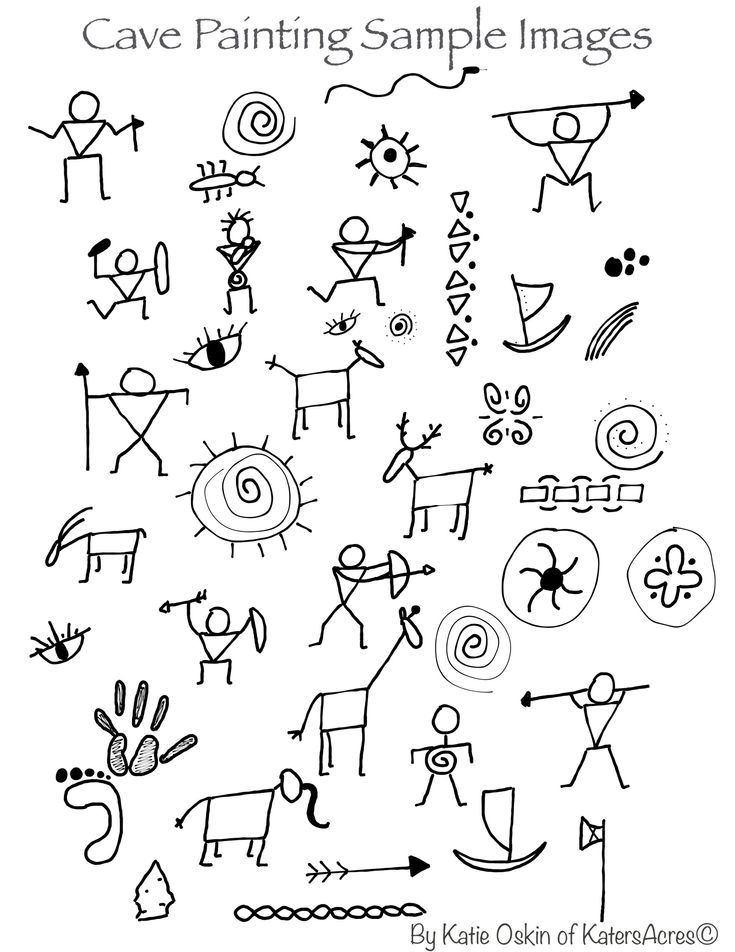 an image of some art work with the words cave painting sample images in black and white