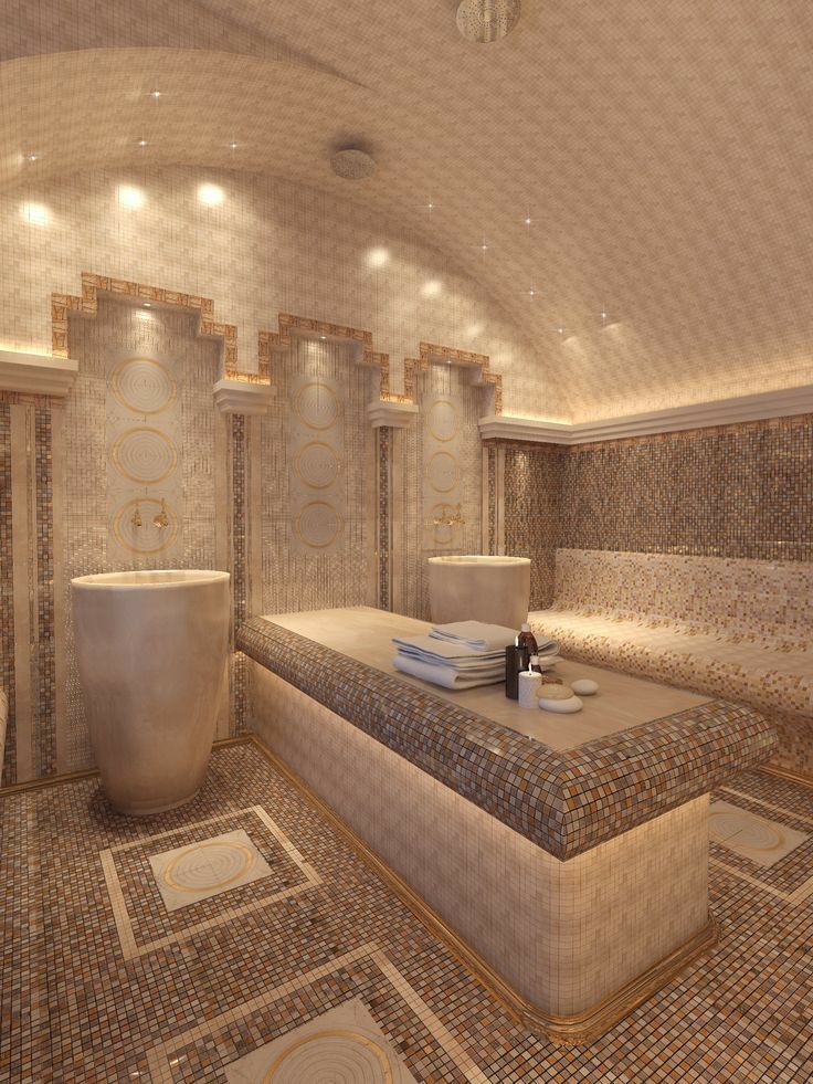 a very fancy looking bathroom with a big tub