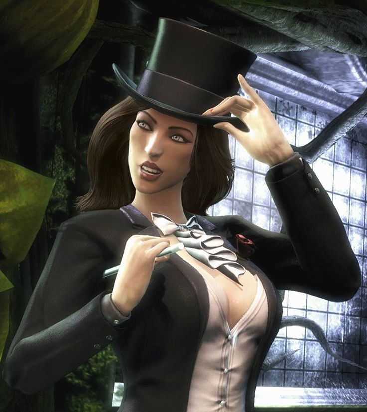 an animated woman in a top hat and suit