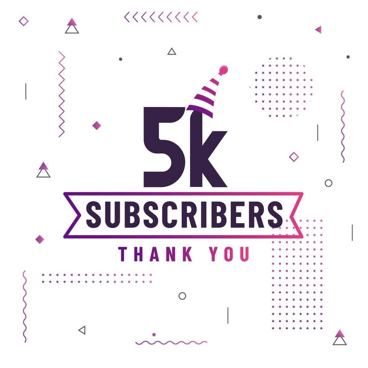 the 5k subscribers thank you sign is shown in pink and purple