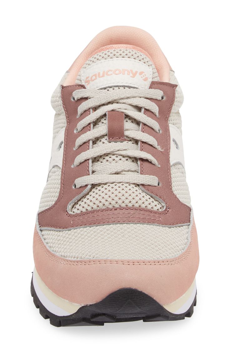 Breathable mesh and supple suede make a dynamic combo on this cushy sneaker situated on a stacked midsole. Neutral: provides soft, even cushioning with an emphasis on comfort during any activity Lace-up style Removable, cushioned insole with arch support Textile and leather upper/textile lining/rubber sole Imported Pink Mesh Running Shoes With Rubber Sole, Pink Low-top Mesh Walking Shoes, Pink Nylon Athleisure Sneakers, Pink Sporty Sneakers With Removable Insole, Pink Mesh Running Shoes, Pink Mesh Sneakers For Running Errands, Comfortable Pink Mesh Running Shoes, Comfortable Pink Textile Sneakers, Comfortable Pink Mesh Sneakers