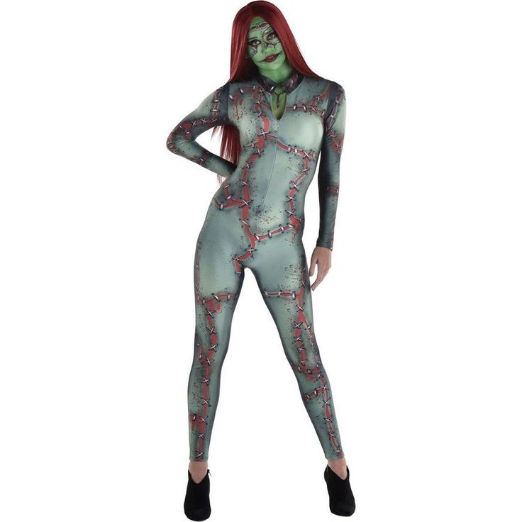 Bring your inner monster to life with this Stitched Monster Catsuit! The full-body costume features realistic stitch and scar prints that evoke a sewn-together look. Stretchy and comfortable it's a spooky yet stylish choice for any Halloween event. bpAdult Stitched Monster Catsuit product details:-b-p ul liMockneck collar-li liFront zipper closure-li liPrinted design-li li86% polyester and 14% spandex-li liDoes not include shoes makeup or wig-li liReview the size chart for sizing information-li -ul bpCare Instructions:-b-p ul liHand wash cold with like colors-li liLine dry-li liDo not bleach or iron-li -ul Stretch Cosplay Costume For Halloween, Fitted Halloween Unitard For Costume Party, Fitted Bodysuit For Halloween Costume, Fitted Unitard For Halloween Costume, Fitted Unitard For Halloween Costume Party, Stretch Unitard For Halloween Costume, Fitted Halloween Costume Unitard, Alien Costume Women’s, Monster Halloween Costumes Women