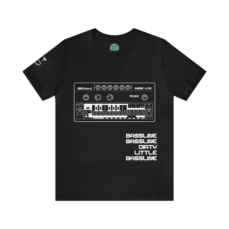 Roland TB-303 Tee This classic unisex jersey short sleeve tee fits like a well-loved favourite. Soft cotton and quality print make users fall in love with it over and over again. These t-shirts have-ribbed knit collars to bolster shaping. The shoulders have taping for better fit over time. Dual side seams hold the garment's shape for longer.  Roland TB-303 Tee... by FilthR Fashion... * Perfect gift for yourself or the Dirty Little Basshead in your life... Black Material - White Text .: 100% Airlume combed and ringspun cotton .: Light fabric (4.2 oz/yd² (142 g/m .: Retail fit .: Tear away label .: Runs true to size* IMPORTANT: Some of our print providers are outside of Europe and as such some orders maybe subject to extra VAT/Import/Customs charges. Unfortunately this is out of our control Fitted Streetwear T-shirt With Screen Print, Relaxed Fit Graphic T-shirt For Concerts, Casual Cotton T-shirt For Concert, Crew Neck T-shirt With Text Print For Concert, Urban Style Short Sleeve T-shirt With Screen Print, Urban Unisex T-shirt With Graphic Print, Unisex Band Merch T-shirt With Logo Print, Band Merch Short Sleeve Graphic T-shirt, Tri-blend Graphic Tee For Streetwear