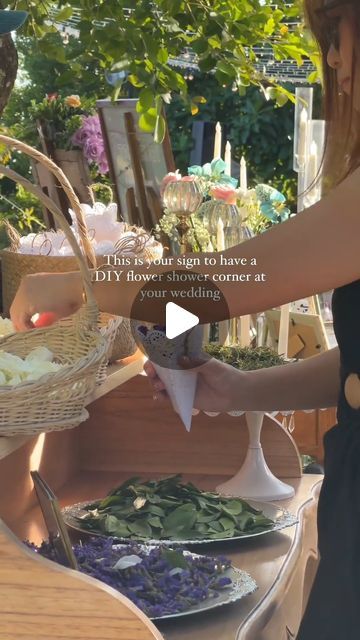 Hitched on Instagram: "How sweet is this idea?! 🎉 💐   A great way to get your guest involved in your big day before the ceremony starts! ✨   🎥 - @varawedding  [Video Description: Video shows a table, decorated with bowls of dried flowers, to be used as confetti for the end of the wedding ceremony. The text reads: 'This is your sign to have a DIY flower shower corner at your wedding']  #hitched #wedding #weddings # #weddingday #access" Diy Flower Confetti Wedding, Dried Flower Confetti Wedding, Confetti Ideas For Wedding, Diy Wedding Confetti, Ceremony Confetti, Flower Confetti Wedding, Dried Flower Confetti, Confetti Table, Wedding Exit