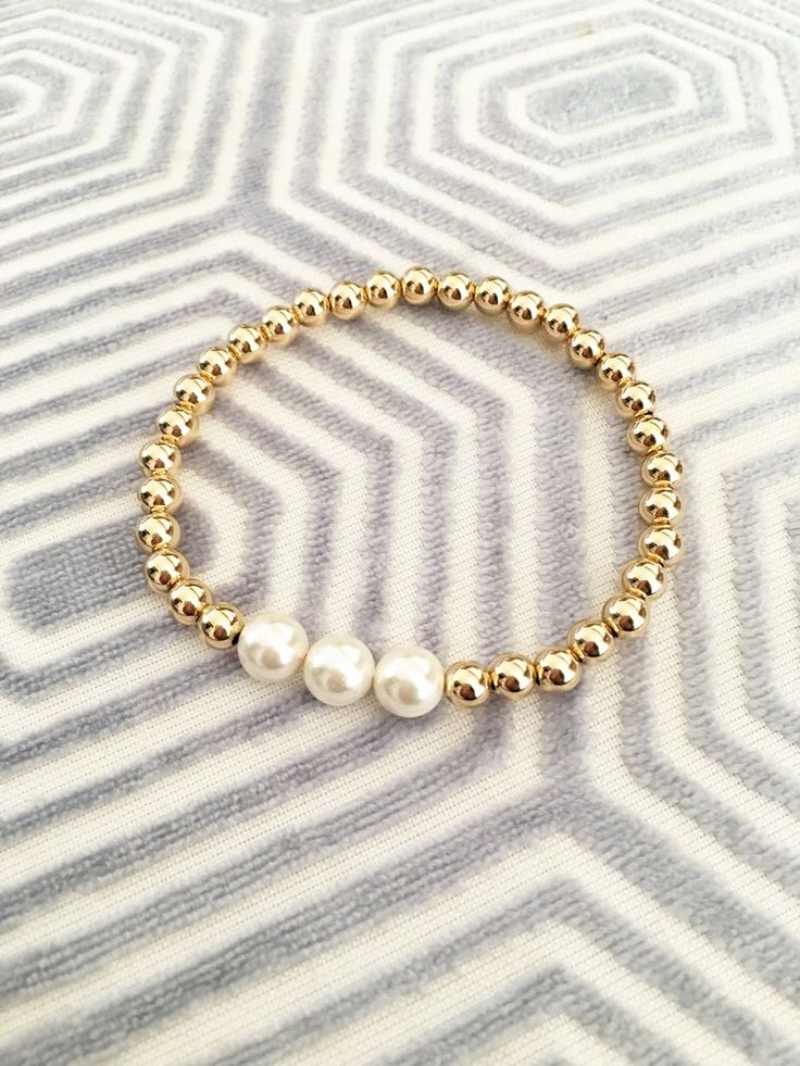 Bracelet With Pearls, Ball Bracelet, Gold Filled Jewelry, Gold Heart, Heart Of Gold, Bead Bracelet, Pearl Beads, Heart Charm, Gold Filled