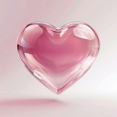 a pink heart shaped object on a white surface with a light reflection in the background