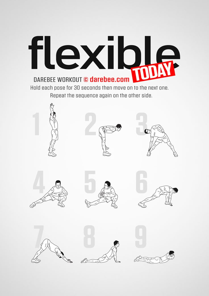 an exercise poster with the words flexible today written in black and white, on a gray background