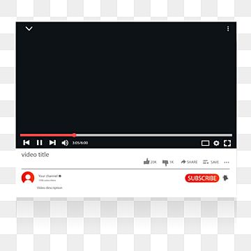 an image of a youtube video player on the webpage, with no background png and psd