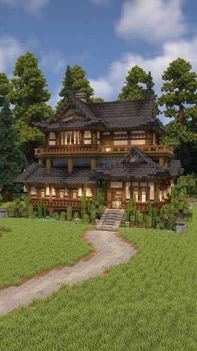 Minecraft Japanese House Build Minecraft Onsen Build, Japanese Temple Minecraft Builds, Minecraft Japanese Architecture, Chinese House Minecraft, Minecraft House No Mods, Asian Minecraft Builds, Japanese Style Minecraft House, Minecraft Mountainside House, Minecraft Asian Builds