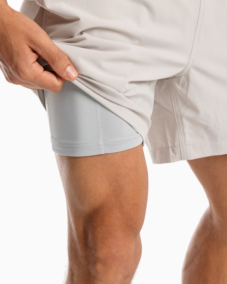 Our shortest and lightest short yet. Built with moisture-control tech and stretch, this lightweight short is engineered to channel your best performance at the gym, running and hiking. Style: 8874 6-inch inseam Model is 6'2 with a 32" waist wearing a size M Exterior 86% Polyester 14% Stretch Interior brief 92% Nylon 8% Spandex Brief features patch pocket for extra storage Moisture-wicking & quick-dry Made for durability and to serve you in any activity Fold over waistband with encased elastic Re Sportswear Athletic Shorts With Built-in Shorts For Running, Outdoor Sportswear With Built-in Shorts, Technical Activewear With Built-in Shorts For Training, 4-way Stretch Running Shorts, Outdoor Compression Moisture-wicking Shorts, Athleisure Athletic Shorts With Built-in Shorts For Outdoor, Outdoor Compression Shorts With Moisture-wicking, Outdoor Moisture-wicking Compression Shorts, Functional Activewear With Built-in Shorts For Training