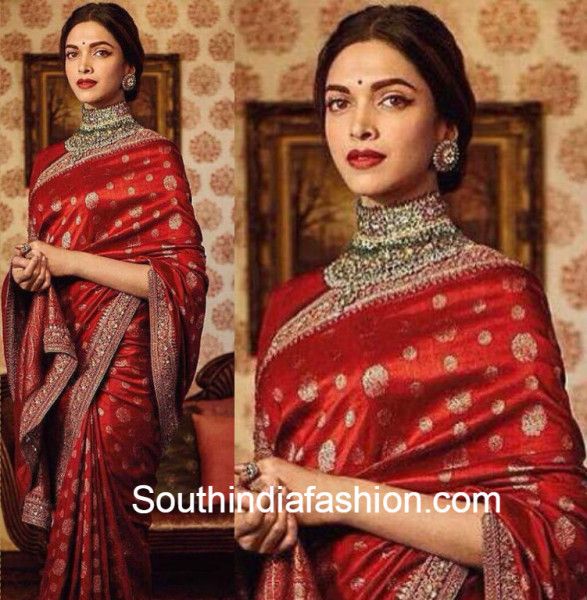 Deepika Padukone in Sabyasachi Saree Deepika In Sabyasachi, Red Velvet Saree, Saree Sabyasachi, Deepika Padukone Saree, Red Saree Wedding, Sabyasachi Saree, Orang India, Velvet Saree, Sabyasachi Sarees