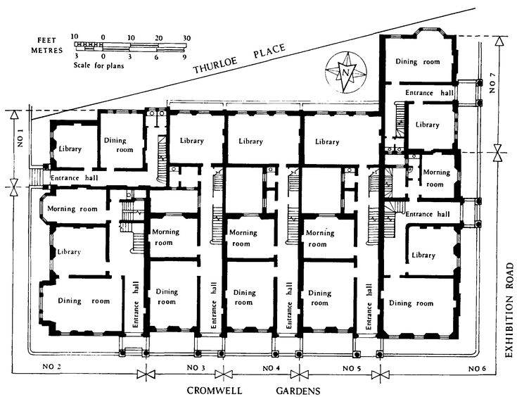 an old floor plan for a building with several rooms and two levels, including the first floor