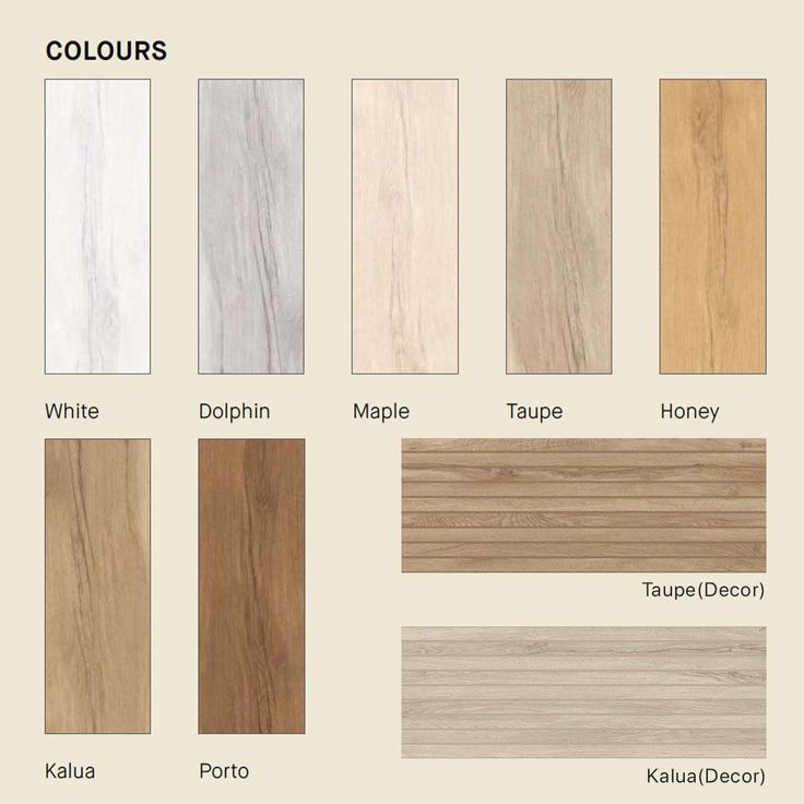 the different types of wood flooring in various colors and finishes, including white, beige, taupe, honey, kauau