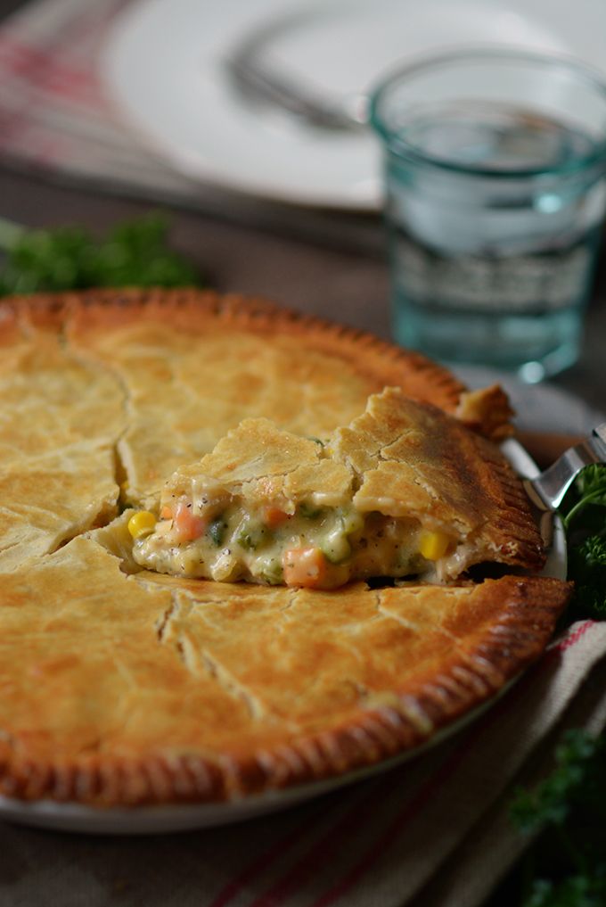 a close up of a pie on a plate