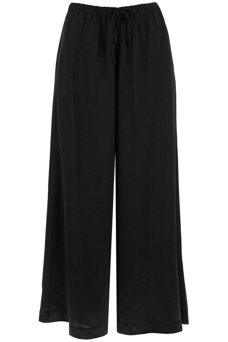 By Malene Birger 'Clorella' Satin Palazzo Pants - Balardi Satin Palazzo Pants, Black Palazzo Pants, Malene Birger, By Malene Birger, Blazer With Jeans, Adjustable Waistband, Pant Shirt, Palazzo Pants, Black Pants