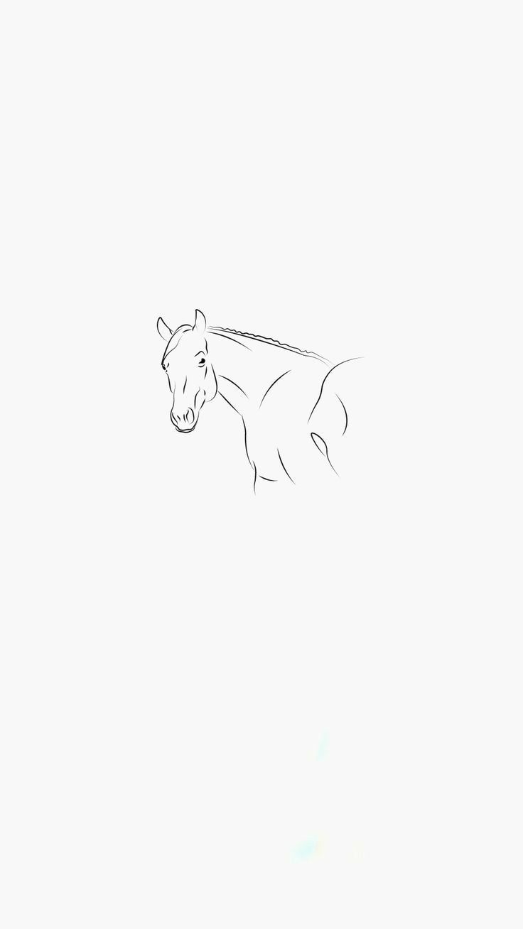 a line drawing of a horse running in the snow with its head turned to the left