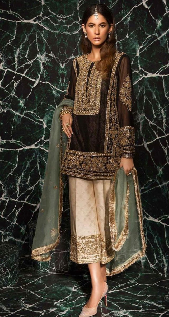 Silk Palazzo Pants, Jacquard Pants, Dori Work, Greenish Grey, Velvet Dress Designs, Latest Dress Design, Indian Designer Suits, Embellished Shirt, Beautiful Pakistani Dresses