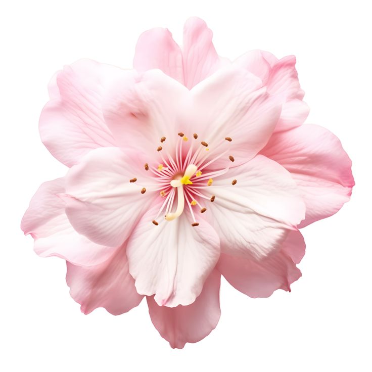 the pink flower is blooming on the white background, it's very pretty