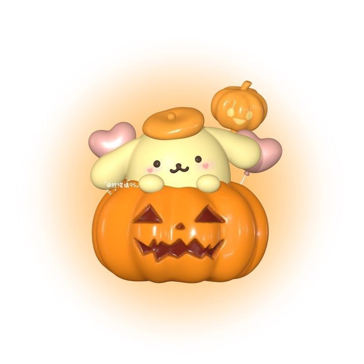 a pumpkin with a dog on it's head