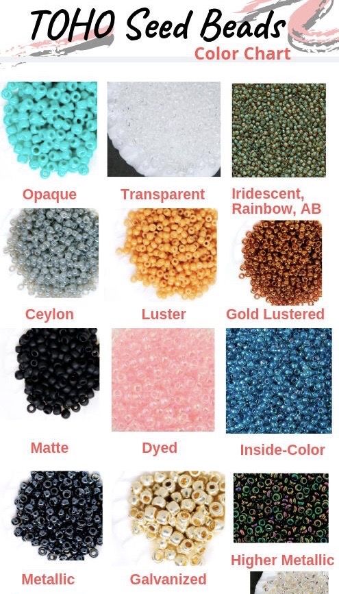 seed beads with different colors and sizes