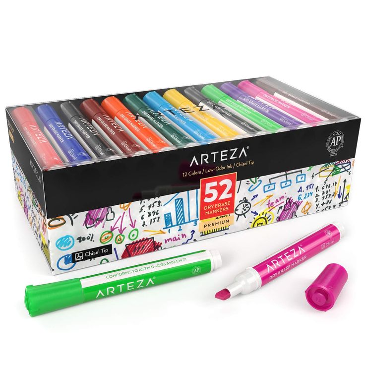 an assortment of arteza markers in a box