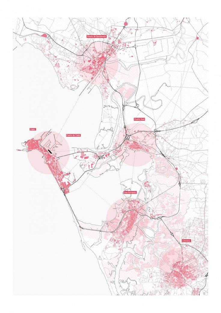 a map with red dots on it that shows the locations of different areas in the city