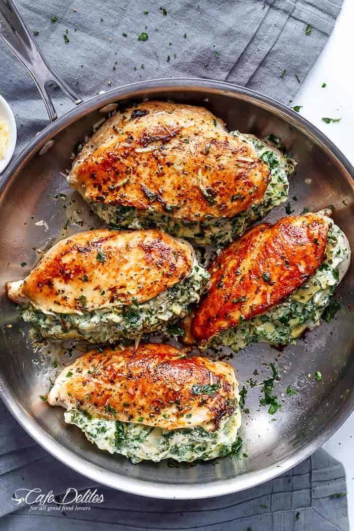 Spinach Artichoke Stuffed Chicken, Artichoke Stuffed Chicken, High Protein Recipes Dinner, Protein Dinner Recipes, Artichoke Stuffed, Stuffed Chicken Breast Spinach, Keto Easy, High Protein Dinner, Protein Dinner