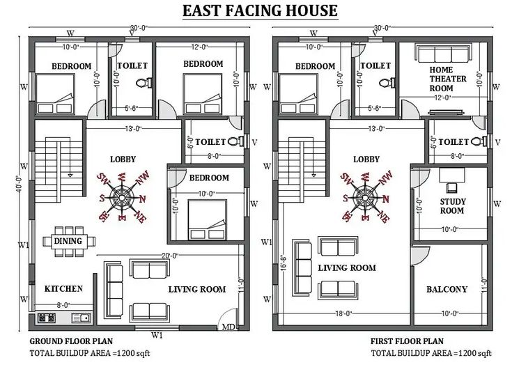 the floor plan for an east facing house