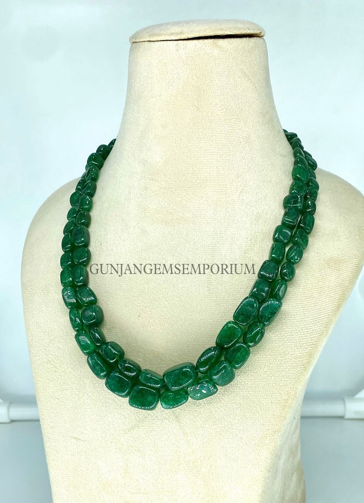 Gemstone ----  green emerald shape          ----  nuggets width          ----  12-16 mm height          14-20 mm length       ----  18-19 inch long strands       2 texture       smooth colour        green grade           aaa hole size     0.7 mm beautiful strands 100% natural green raw emerald stone beads 100% satisfaction guaranteed  wholesale shop//wholesale price  amazing smooth emerald stone beads emerald gemstone smooth unusual shape beads Gift Polished Beads Emerald Necklace, Polished Emerald Beaded Necklaces, Luxury Polished Beads Emerald Necklace, Unique Hand-strung Green Beaded Necklaces, Luxury Green Agate Beaded Necklace, Raw Emerald, Emerald Bead, Emerald Necklace, Emerald Stone