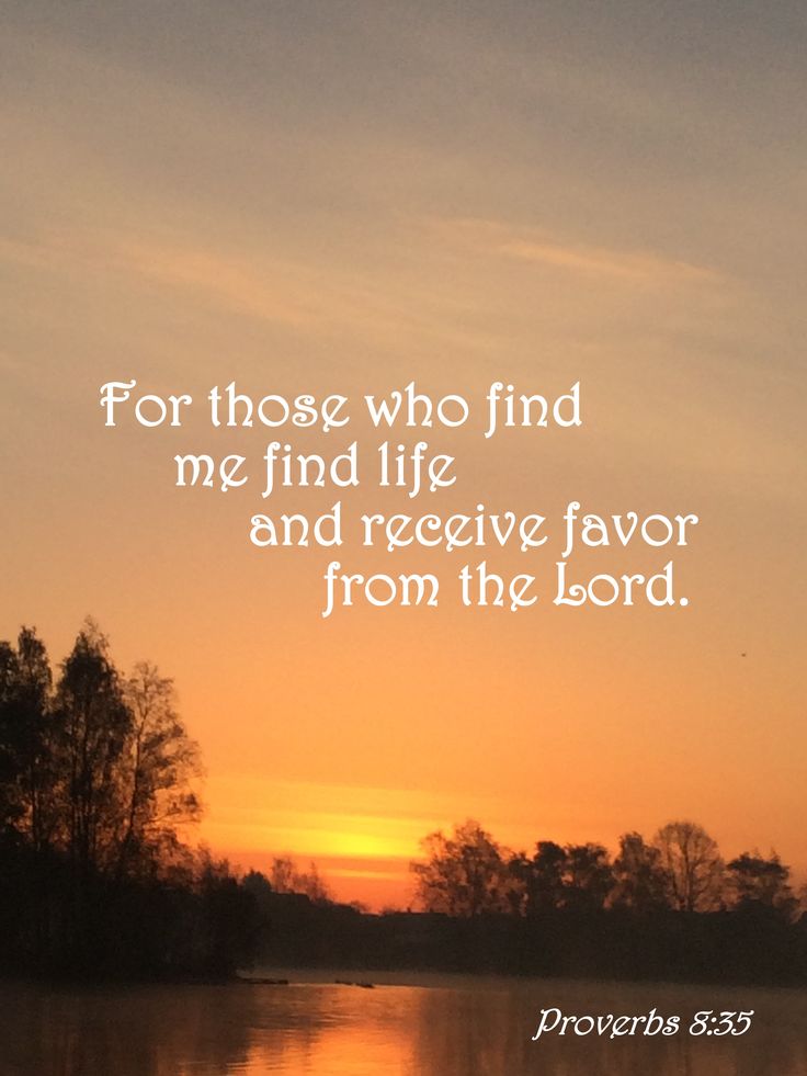 a sunset with the words for those who find me find life and receive favors from the lord