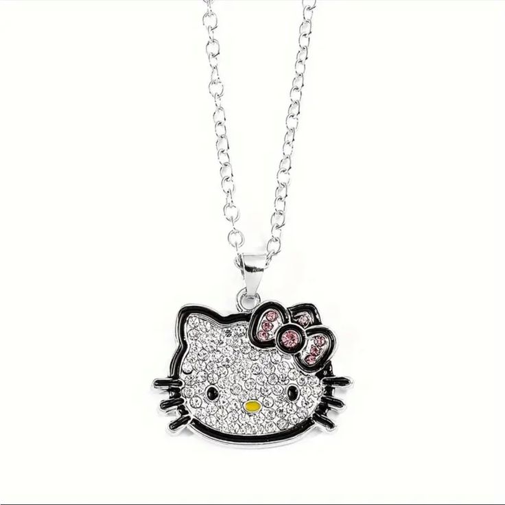 New In The Package Hello Kitty Necklace. The Material Is Zinc Alloy. Hello Kitty Necklace, Kitty Necklace, Hello Kitty Jewelry, Bling Necklace, Elegant Pendant, Cat Pendants, Cat Necklace, Steel Necklace, Birthday Fun