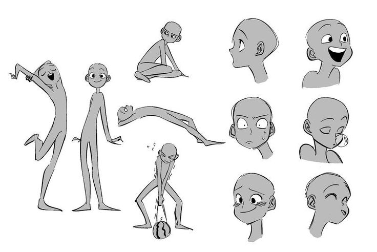 an animation character poses and expressions for the animated film alien man, with various facial expressions