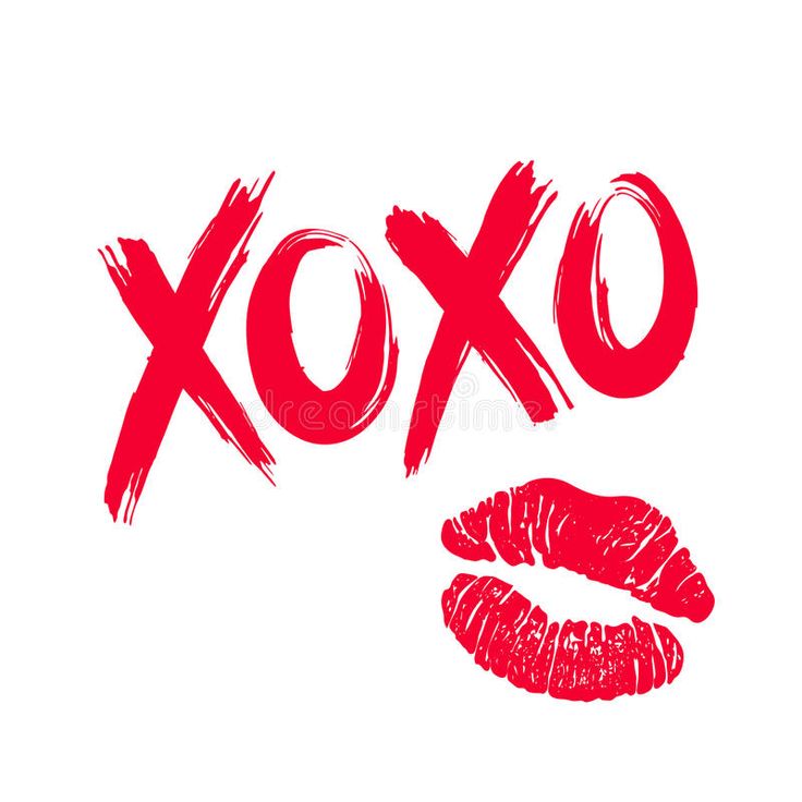 the word xoxo written in red ink on a white background with lipstick imprints