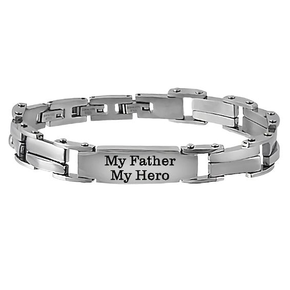 Personalize this stainless steel bracelet for him with engraving on the front. Bracelet For Him, Jared The Galleria Of Jewelry, Kay Jewelers, Men's Bracelet, Rings Wedding, Italian Charm Bracelet, Steel Bracelet, Jewelry Store, Stainless Steel Bracelet