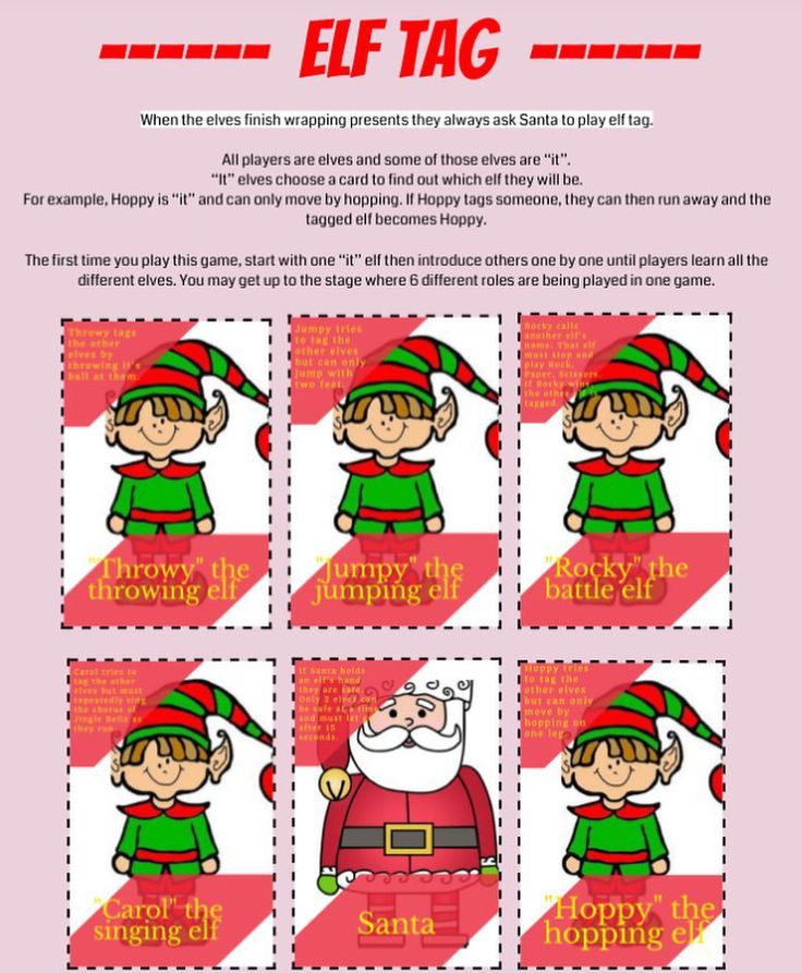 the elf tag is shown with instructions to make it look like he's getting ready for