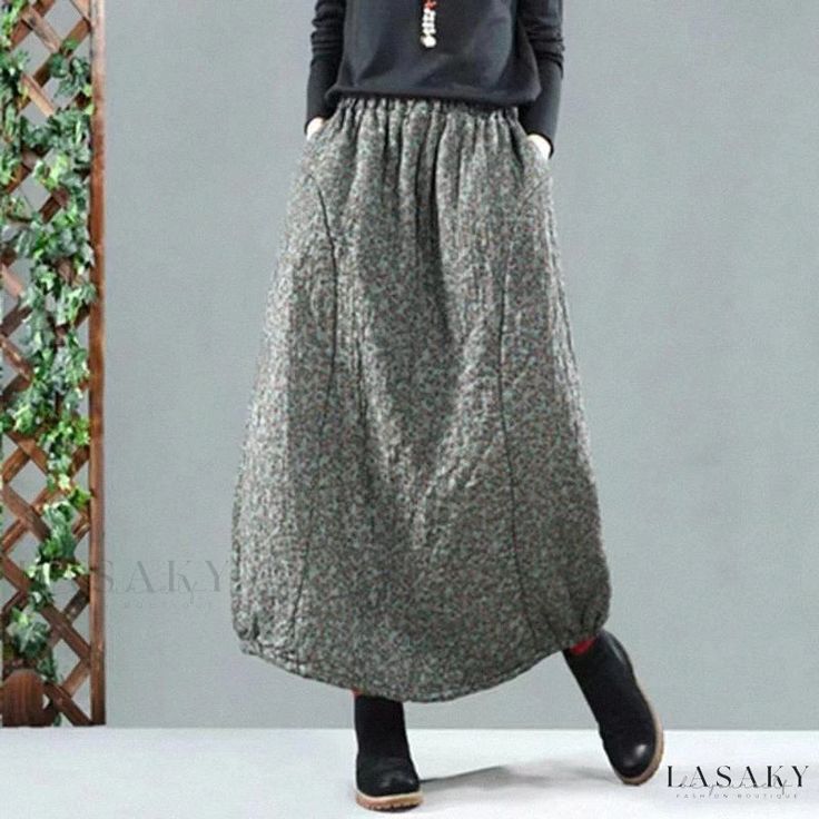 Lasaky - Winter Add-On Long Sweater-Style Wrap Skirt Long Teddy Coat, Long Wrap Skirt, Quilted Skirt, Wrap Around Dress, Weather Wear, Half Skirt, Floral Print Skirt, Chenille Fabric, Cotton Skirt